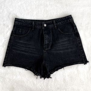 High Waisted Black Demi Short